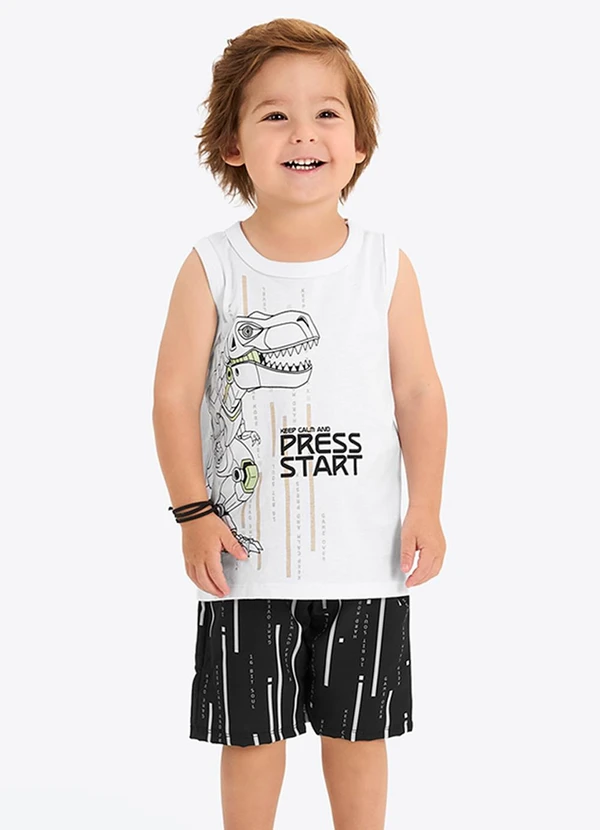 Rovi Kids - Conjunto Verão Menino Estampa em Gel Branco