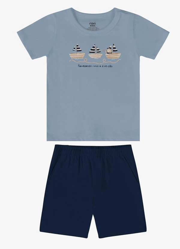 Rovi Kids - Conjunto Verão Menino Estampa em Relevo Azul