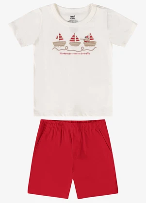 Rovi Kids - Conjunto Verão Menino Estampa em Relevo Bege - ROVI KIDS