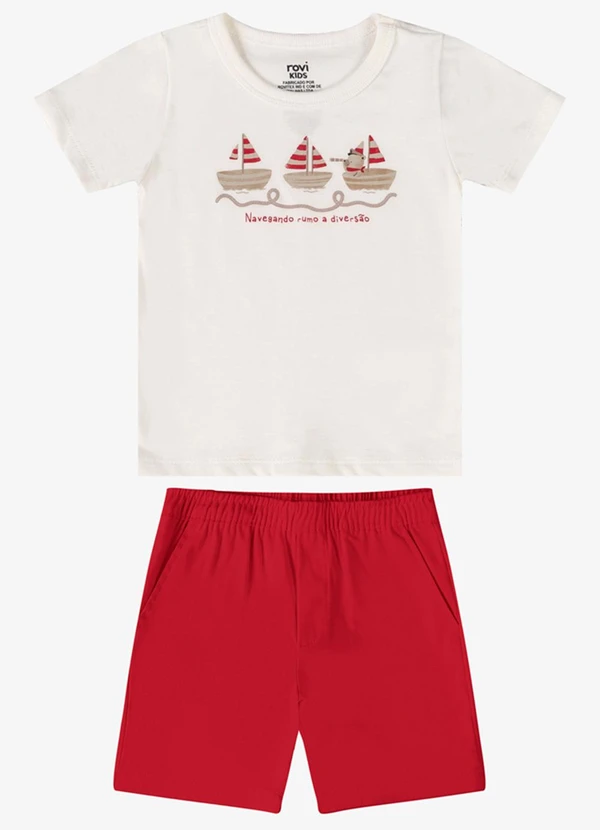 Rovi Kids - Conjunto Verão Menino Estampa em Relevo Bege