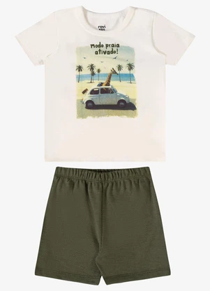 Rovi Kids - Conjunto Verão Menino Estampa Relevo Bege - ROVI KIDS