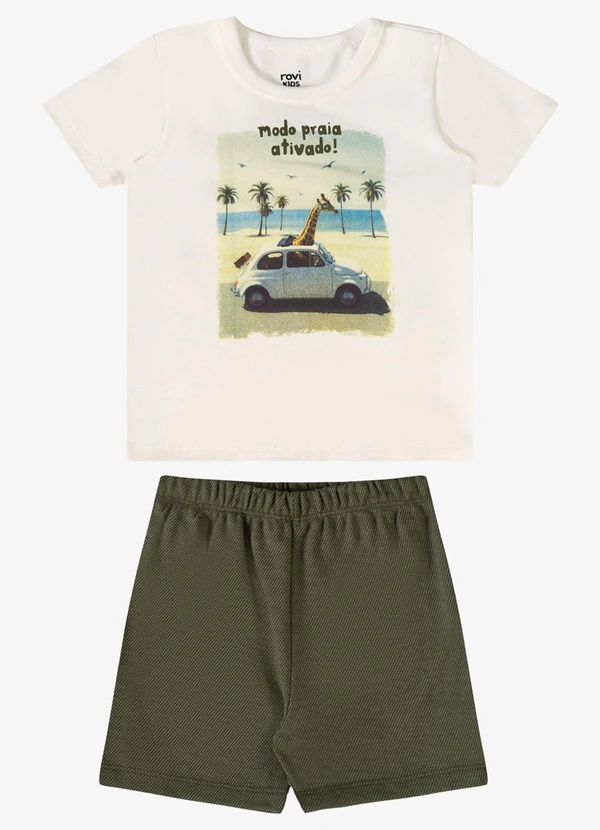 Rovi Kids - Conjunto Verão Menino Estampa Relevo Bege