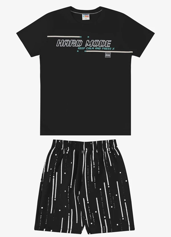 Rovi Kids - Conjunto Verão Menino Estampa Rotativa Preto