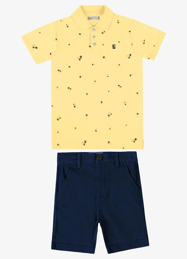 Trick Nick - Conjunto Verão Menino Polo com Bermuda Amarelo