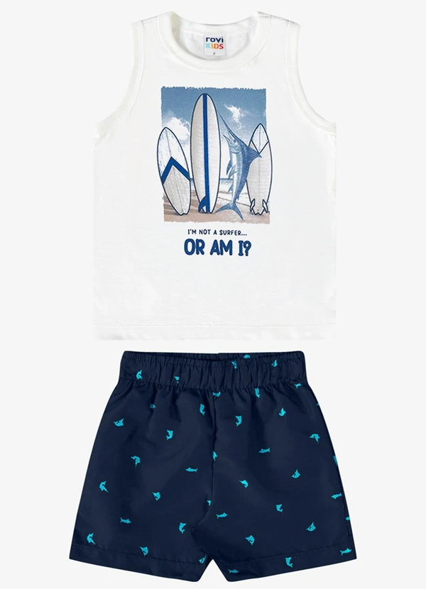 Rovi Kids - Conjunto Verão Menino Regata Branco
