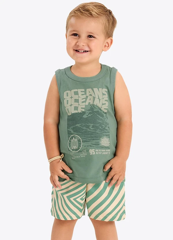 Rovi Kids - Conjunto Verão Menino Regata Verde