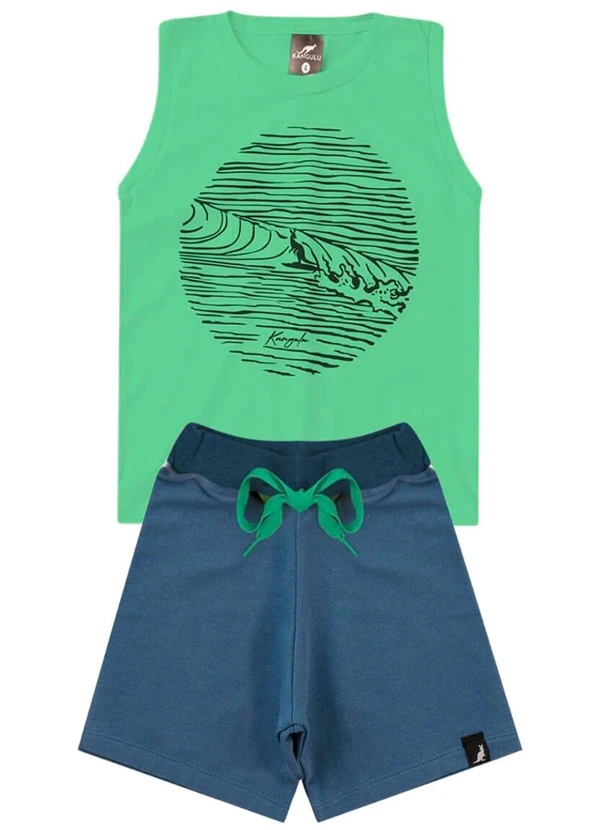 Rosa Azul - Conjunto Verão Regata Surf Kangulu Verde