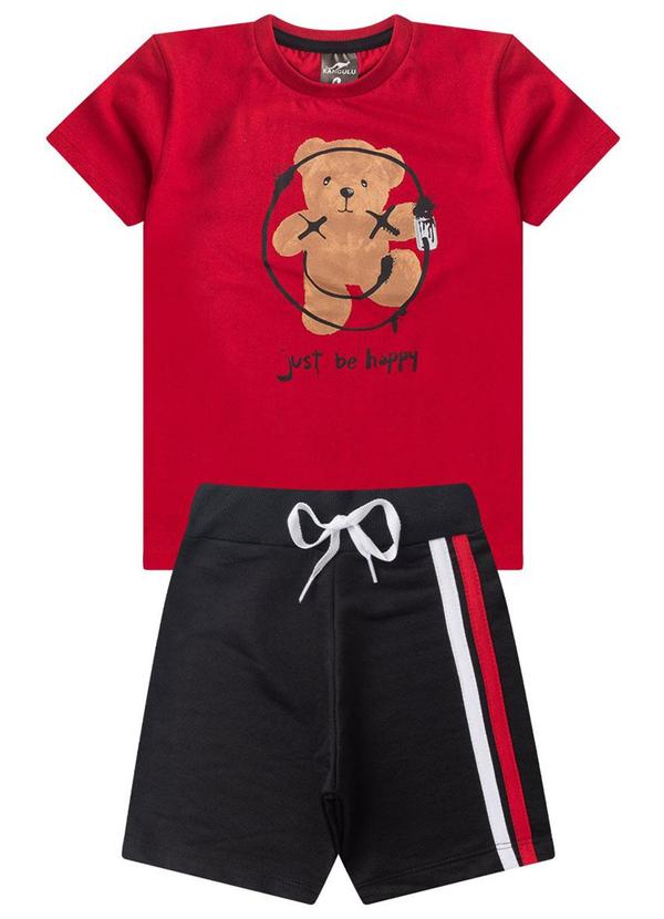 Rosa Azul - Conjunto Verão Teddy Graffiti Kangulu Vermelho