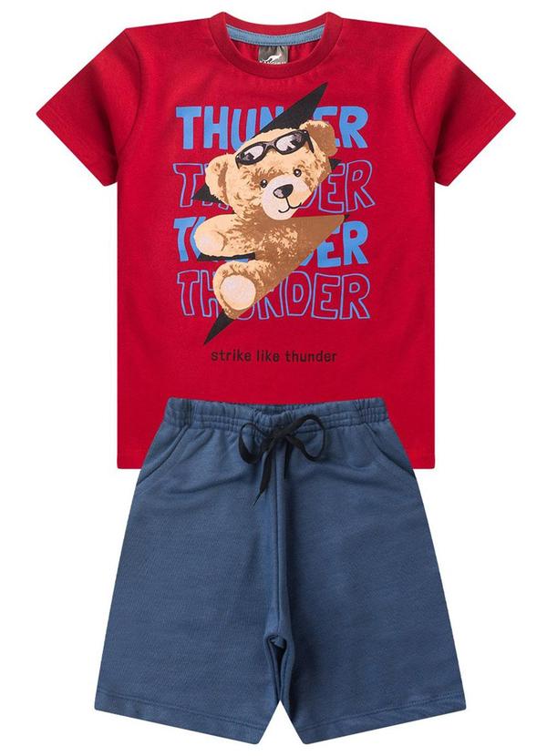 Rosa Azul - Conjunto Verão Urso Thunder Kangulu Vermelho