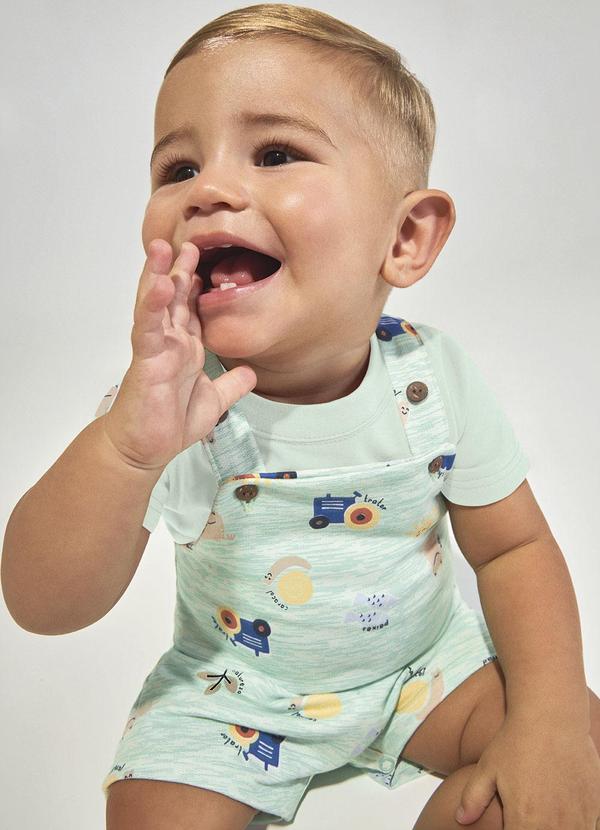 Malwee Kids - Conjunto Verde Água Ilustrações em Moletinho