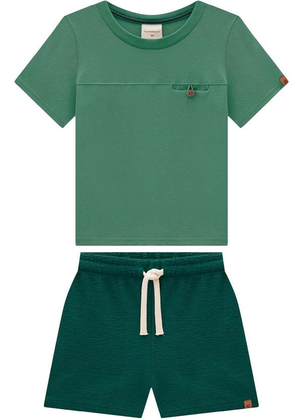 Carinhoso - Conjunto Verde em Malha Texturizada Menino