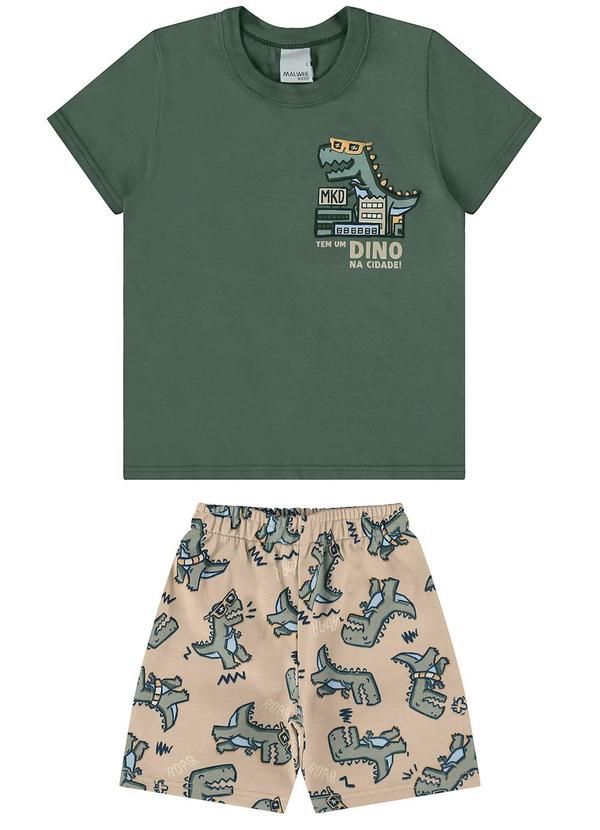 Malwee Kids - Conjunto Verde Escuro Dino em Moletinho Menino