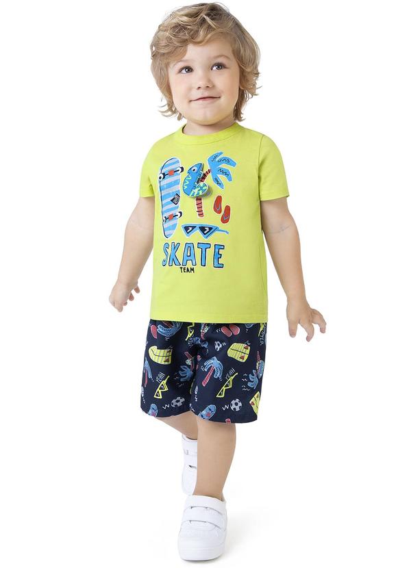 Malwee Kids - Conjunto Verde Limão Skate Microfibra Menino