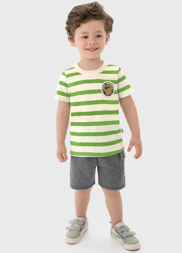 Malwee Kids - Conjunto Verde Listrada com Moletinho Menino