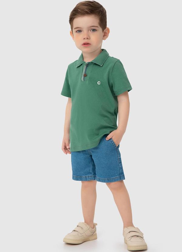 Carinhoso - Conjunto Verde Menta Polo Jeans Jogger