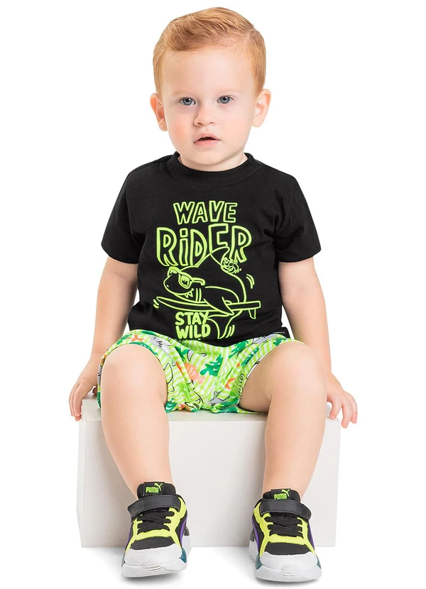 Quimby - Conjunto Wave Rider para Bebê Menino Preto