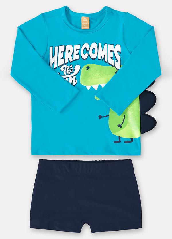 Up Baby - Conjunto Wave-Riding Dino Infantil Azul