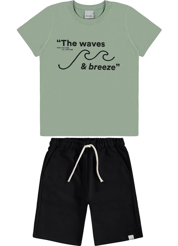 Malwee Kids - Conjunto Waves & Breeze em Moletom Verde Musgo