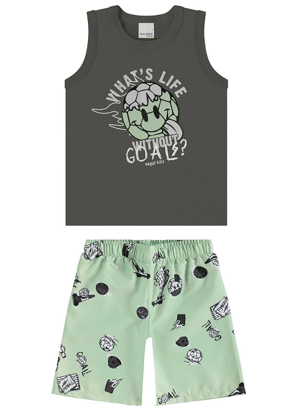 Malwee Kids - Conjunto What'S Life Without Goals? Cinza Chumbo