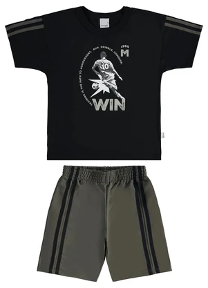 Malwee Kids - Conjunto Win em Moletinho Preto - MALWEE KIDS