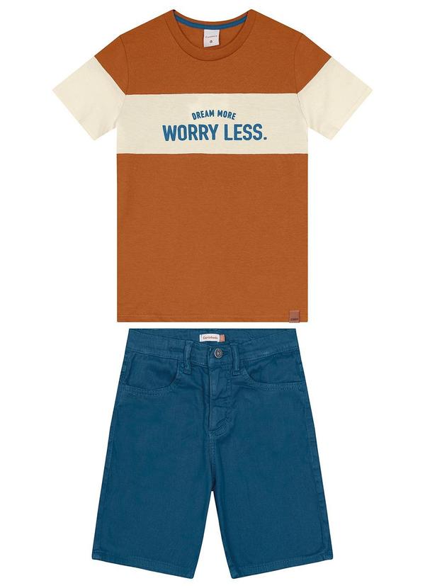 Carinhoso - Conjunto Worry Less com Sarja Menino Marrom