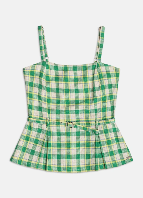 Authoria - Conjunto Xadrez com Peplum Verde 3