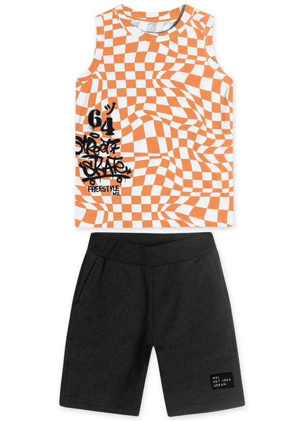 Marisol - Conjunto Xadrez Moletom Masculino Laranja