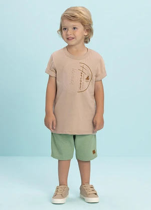 Ioluig - Conjuntos Camiseta e Bermuda em Dupla Marrom - IOLUIG