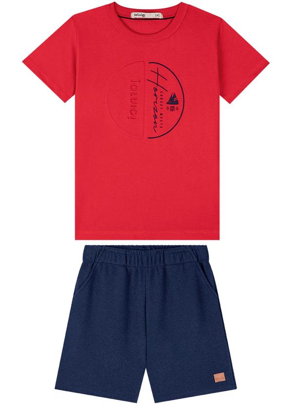 Ioluig - Conjuntos Camiseta e Bermuda em Dupla Vermelho
