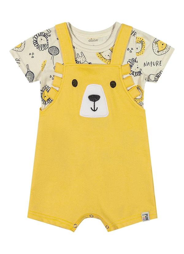 Elian - Jardineira Bebê Menino Ursinho Elian Cinza