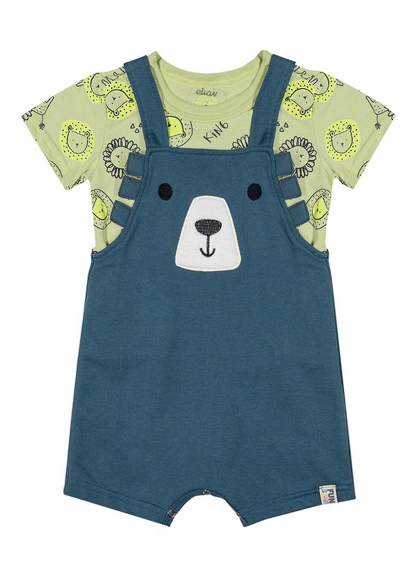 Elian - Jardineira Bebê Menino Ursinho Elian Verde