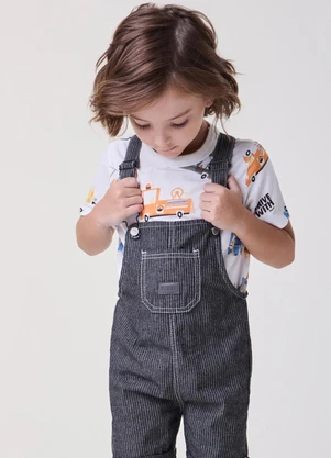 Bimbi - Jardineira Risca de Giz com Fivelas Preto - BIMBI