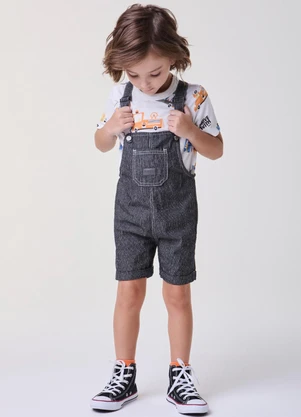 Bimbi - Jardineira Risca de Giz com Fivelas Preto - BIMBI