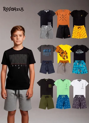 Rosa Azul - Kit 3 Conjuntos Sortidos Menino Multicores - ROSA AZUL