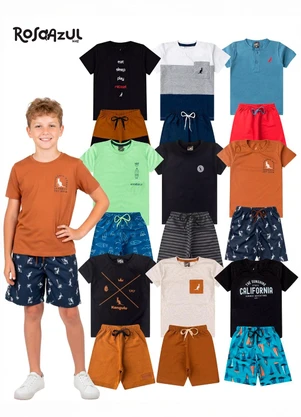 Rosa Azul - Kit 4 Conjuntos Sortidos Menino Multicores - ROSA AZUL