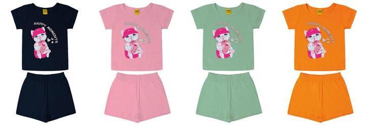 Kit 6 Conjuntos Blusa com Shorts Menina Rovi Kids