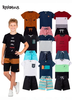 Rosa Azul - Kit 6 Conjuntos Sortidos Menino Multicores - ROSA AZUL