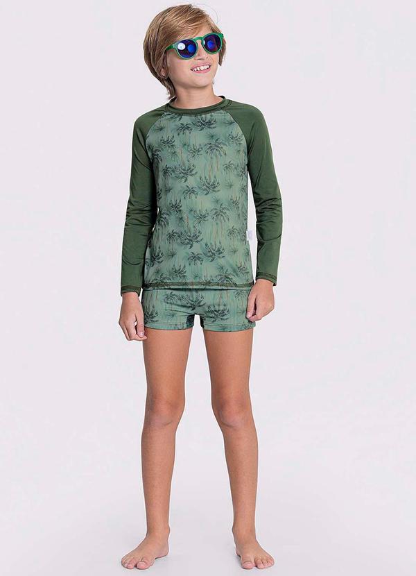 Alakazoo - Maiô Proteção Uv Estampado Manga LongaVerde