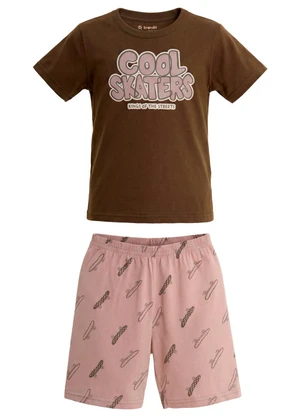 Brandili - Pijama em Meia Malha Estampado Verde - BRANDILI