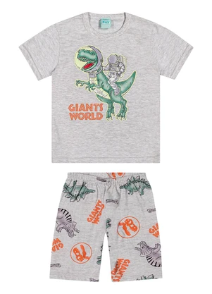 Kyly - Pijama Infantil Menino Dinossauro Cinza - KYLY