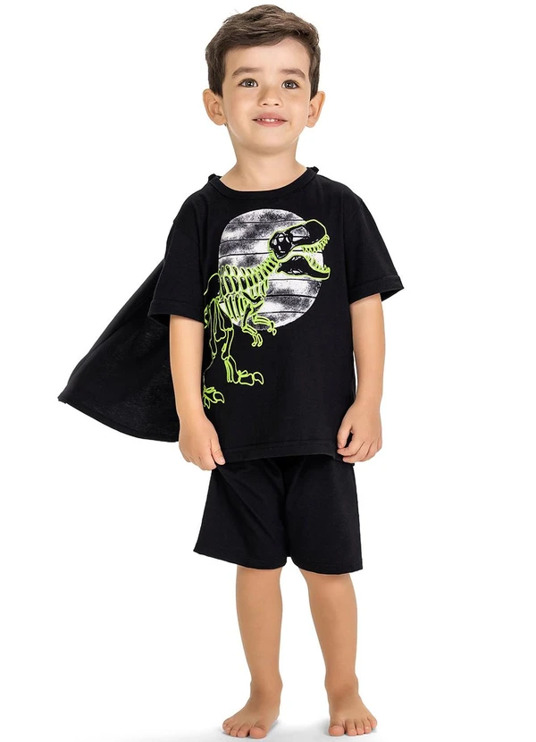 Kyly - Pijama Infantil Menino Dinossauro Preto