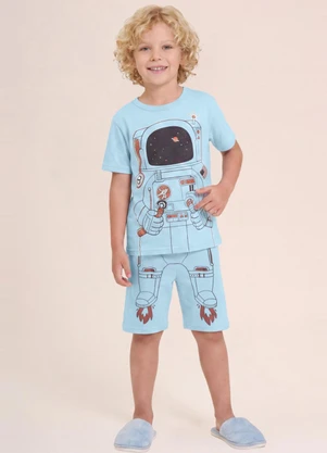 Brandili - Pijama Infantil Menino em Meia Malha Azul - BRANDILI