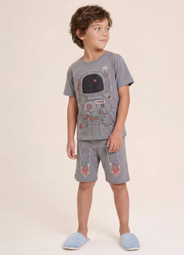 Brandili - Pijama Infantil Menino em Meia Malha Bege