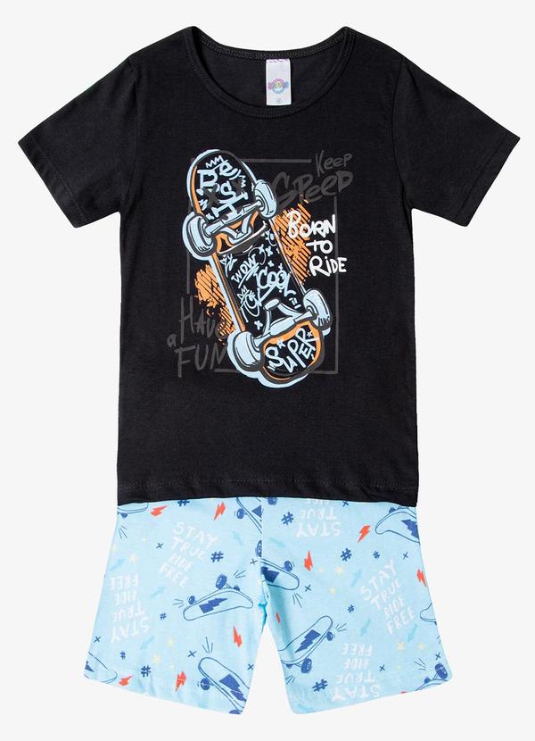 Rovitex - Pijama Masculino Brilha no Escuro Kappes Azul