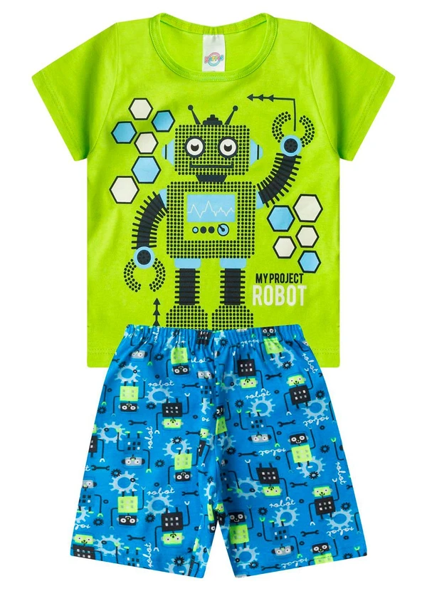 Rovitex - Pijama Masculino Brilha no Escuro Kappes Verde