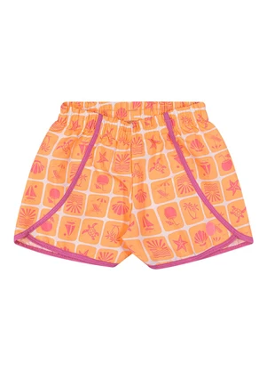 Elian - Short Infantil Menina Estampado Tactel Laranja - ELIAN