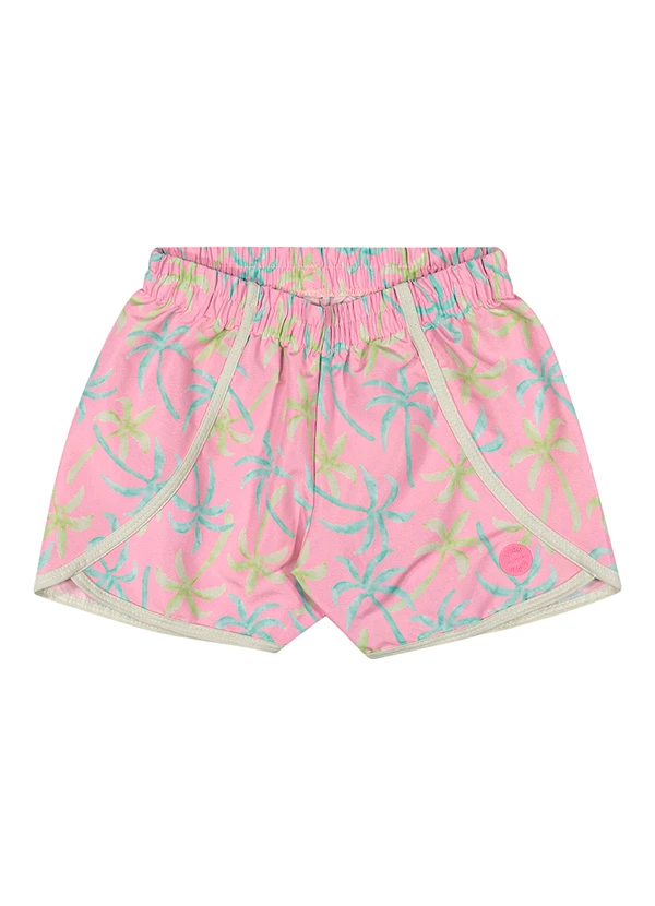 Elian - Short Infantil Menina Estampado Tactel Rosa 4