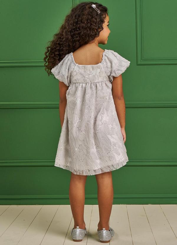 Pokótinha - Vestido em Tule Paetê Filetto Star Prata 2