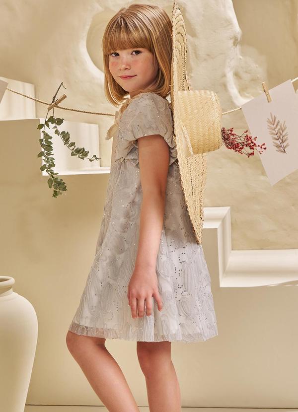 Pokótinha - Vestido em Tule Paetê Filetto Star Prata 4