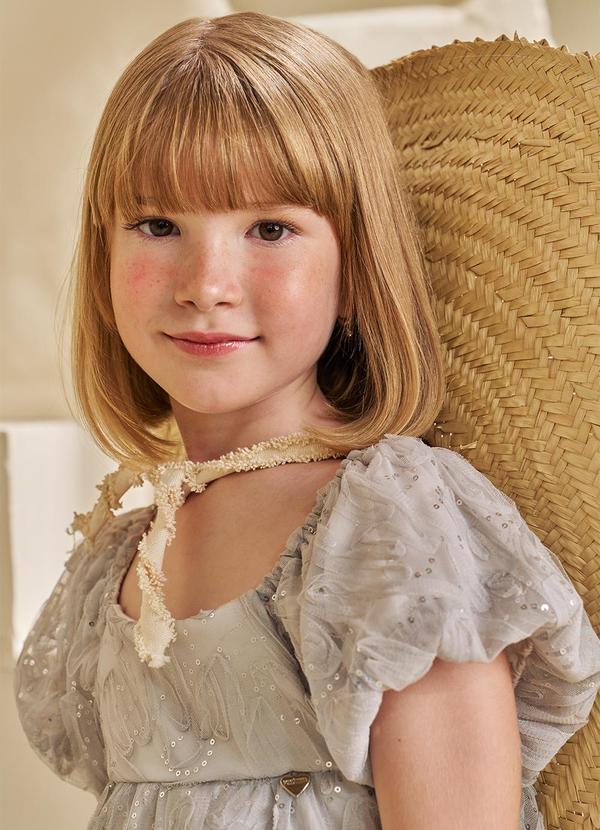 Pokótinha - Vestido em Tule Paetê Filetto Star Prata 5